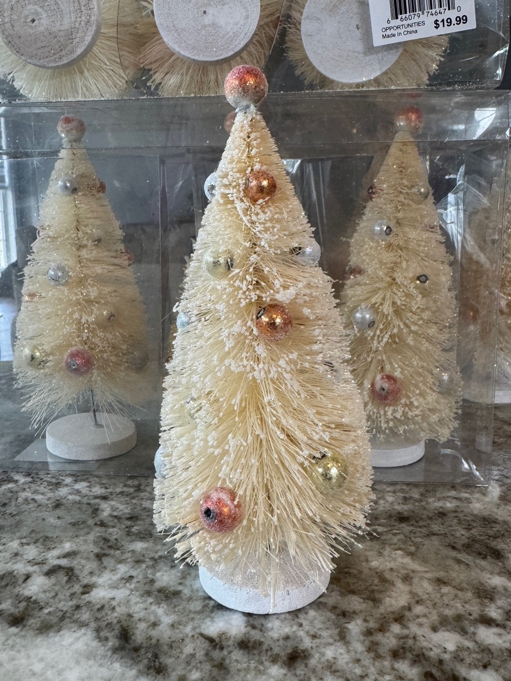 Holiday Bottlebrush Tree with Shimmer Ornaments - Cream
